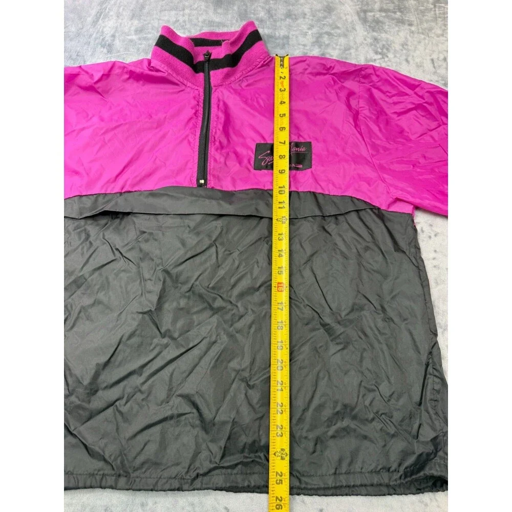 Vintage Hondaline Scooter Mania Honda Windbreaker Pink Black L Quarter Zip